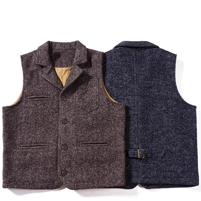 美式复古加厚羊毛呢西装领马甲男RL咔叽秋冬季英伦风工装坎肩背心,淘宝优惠券,粉丝福利购,淘宝优惠卷