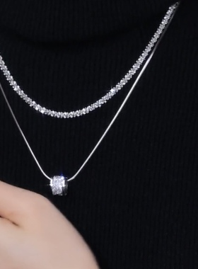 设计时尚气质水钻双层圆形项链