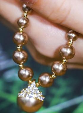 咖色珍珠项链女法式宫廷风