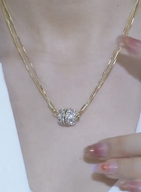 小众轻奢双层叠戴锆石球项链