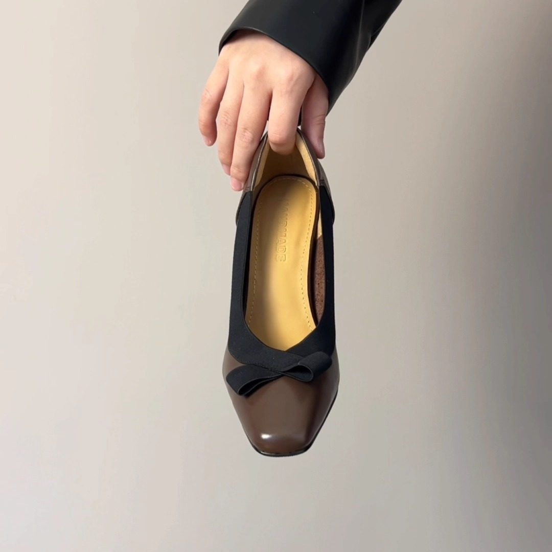 RubyL/5.5/8cm法式方头玛丽珍鞋蝴蝶结粗跟高跟鞋气质不累脚单鞋,淘宝优惠券,粉丝福利购,淘宝优惠卷