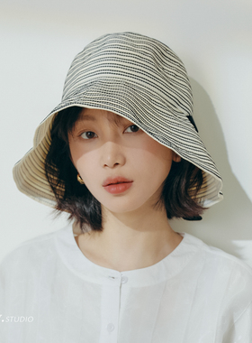印计谷羽大檐遮阳太阳帽子女夏季度假防紫外线防晒帽显脸小渔夫帽