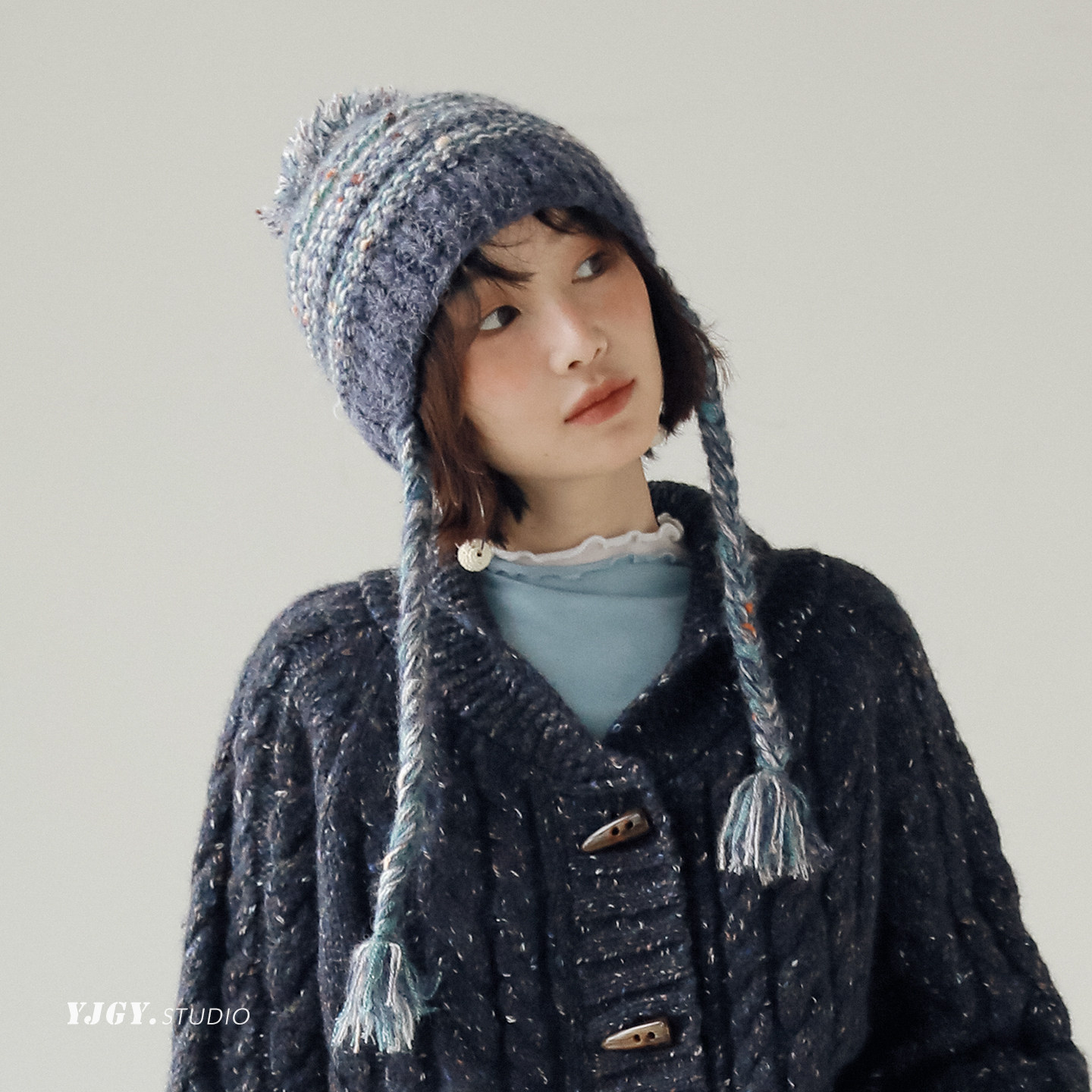 印计谷羽 复古费尔岛风针织帽女秋冬季保暖护耳绒球流苏针织帽子,淘宝优惠券,粉丝福利购,淘宝优惠卷