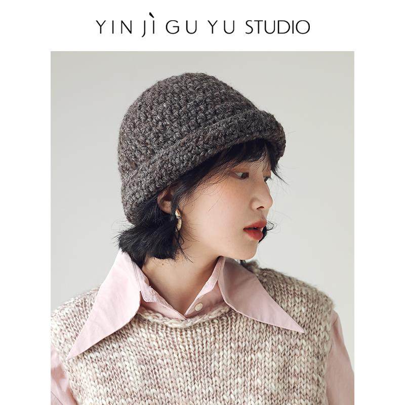 印计谷羽 粗线针织帽女秋冬季羊驼毛渔夫帽百搭复古保暖毛线帽子,淘宝优惠券,粉丝福利购,淘宝优惠卷