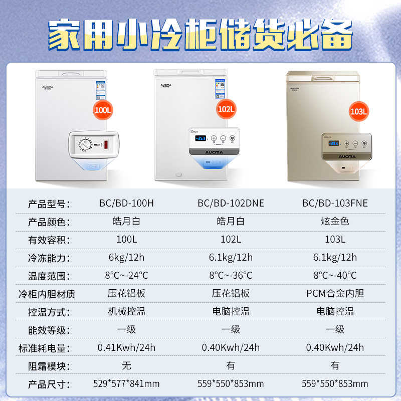 澳柯玛100升家用冷冻冷藏小冰柜 澳柯玛冷柜