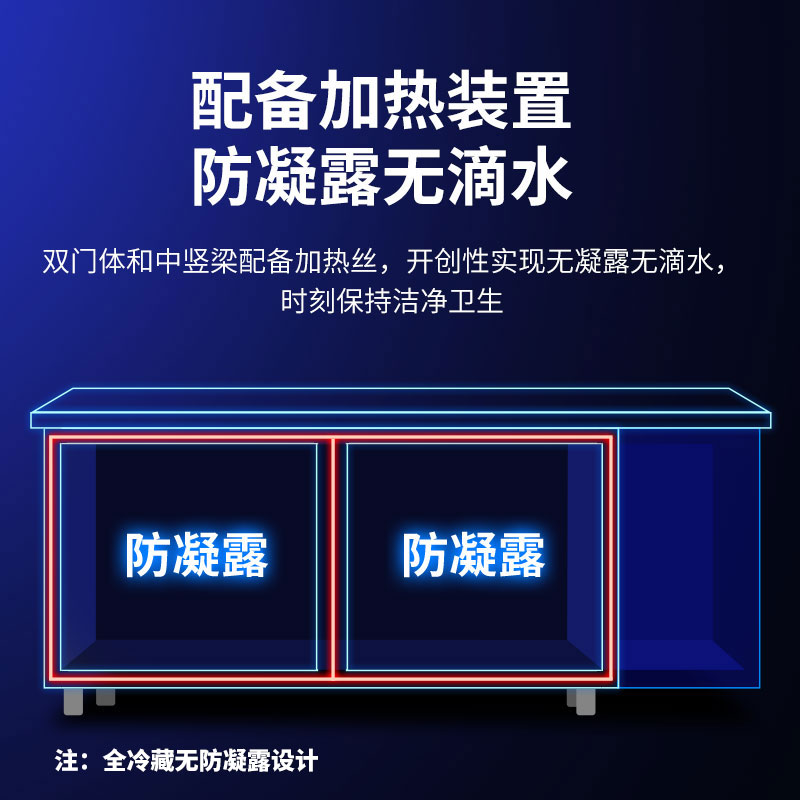 澳柯玛工作台冰柜工程款操作台商用冷冰箱铜管不锈钢冷藏保鲜平冷