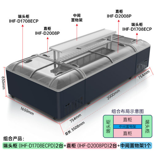 澳柯玛商用大冰柜组合卧式岛柜速冻大容量超市冷冻冰箱雪糕展示柜 - 图3