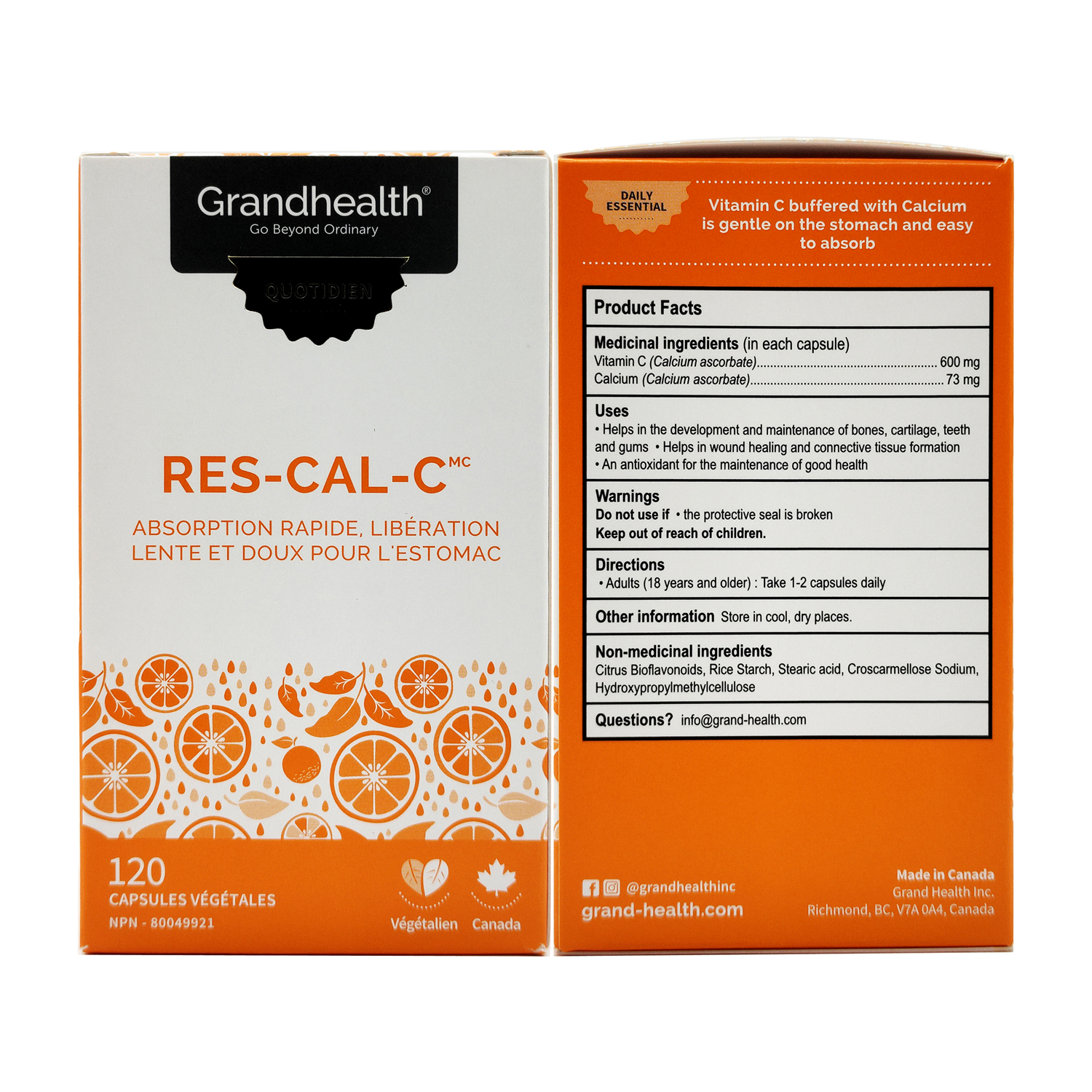 加拿大 grand health Res-Cal-C缓释长效酯化维生素C 全店2瓶包邮 - 图0