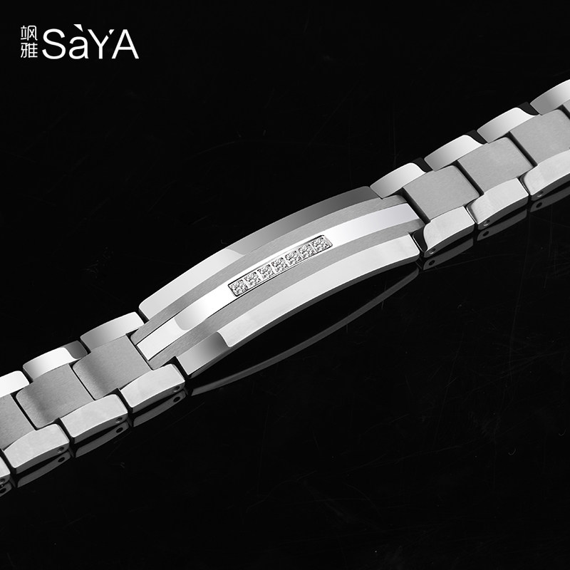 飒雅金色钨金男士个性潮霸气手链 飒雅手链