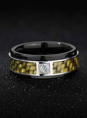 飒雅男士钨金莫桑石钻戒