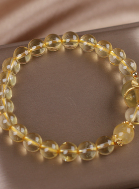 天然黄水晶手链女手环甜美兔子