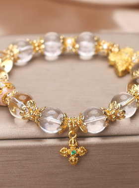 天然白水晶路路通转运珠高级手串