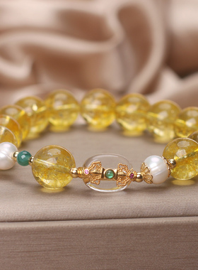 天然黄水晶手链女款轻奢小众精致