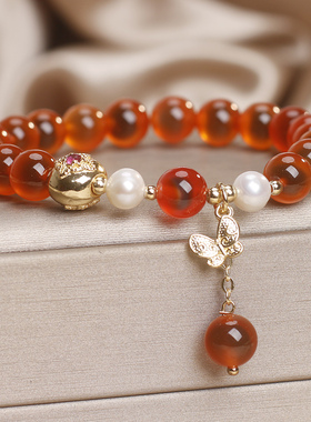 红色糖心玛瑙转运手链轻奢小众