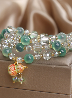 天然糖心玛瑙葫芦招财多圈手链