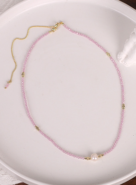 时尚水晶淡水珍珠项链女