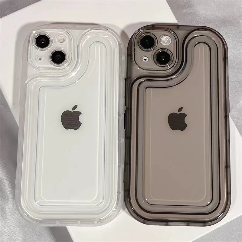 适用简约高级感iPhone15promax气囊14防摔12苹果13手机壳透明11潮 - 图0