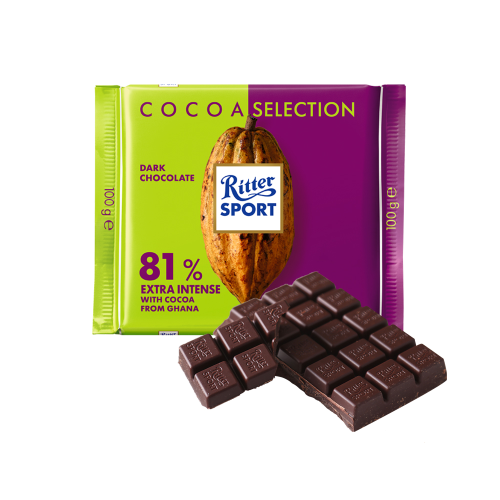 Ritter Sport瑞特滋加纳系列特浓黑巧克力100g德国进口chocolate-图3