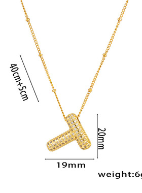 嘻哈新款冰糖锆石英文字母潮人吊坠欧美ins时尚小众设计项链饰品