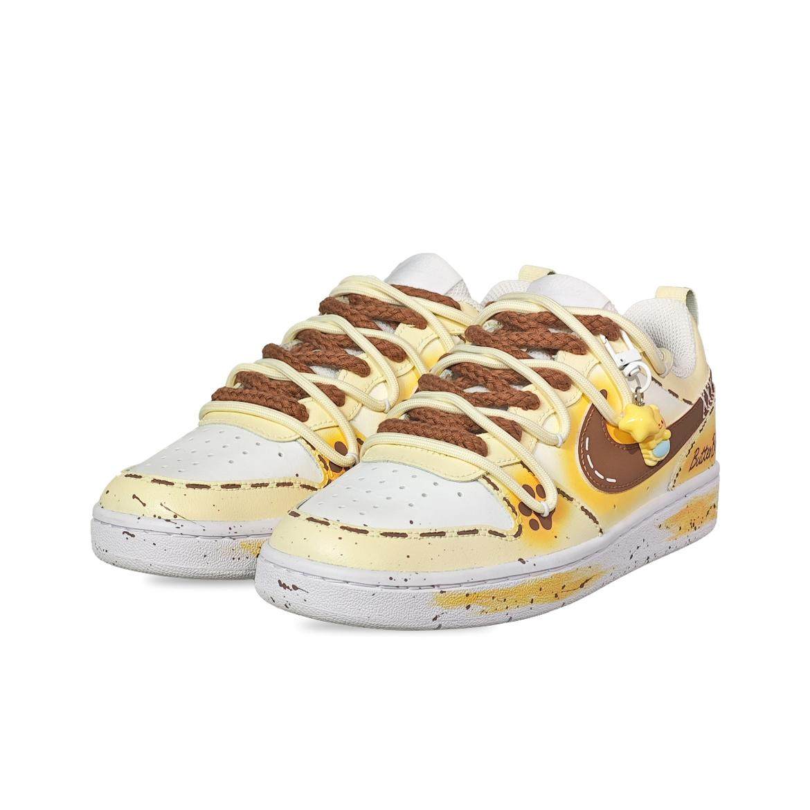球鞋定制 NIKE/耐克 Court Borough黄油小熊 黄白清新女低帮板鞋 - 图1