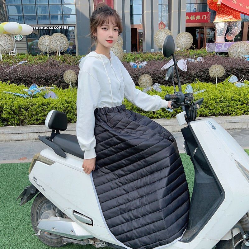 电动车挡风衣冬季女骑车护膝加绒挡风被骑电瓶车挡风裙防水防风罩 - 图2