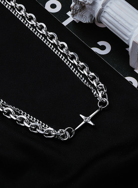 十字架轻奢小众拼接项链男潮嘻