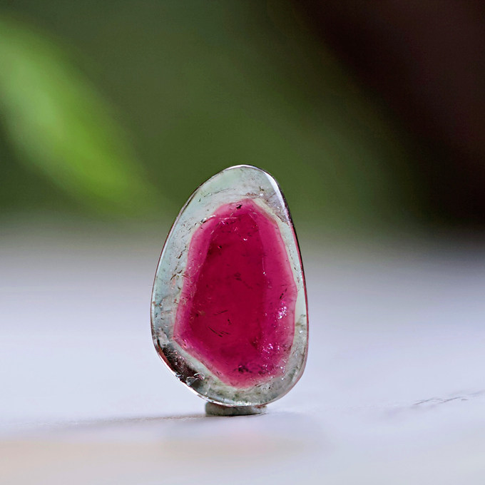 碧雅双色西瓜碧玺裸石红绿锁骨吊坠 碧雅项坠/吊坠