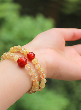 碧雅金发晶手链黄发晶红玛瑙女士