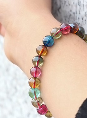 红绿蓝玻璃体糖果色碧玺手链