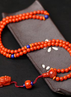 南红玛瑙天然多圈貔貅佛珠手链