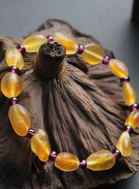 碧雅拉善糖玛瑙手链大筋脉戈壁滩