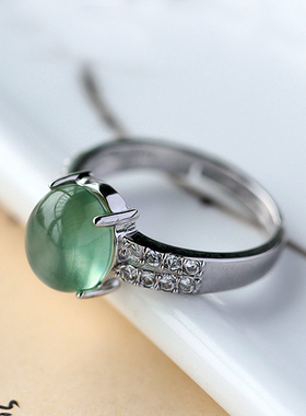 碧雅葡萄石戒指925银镶嵌女款