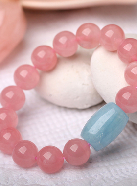 海蓝宝马达加斯加粉晶路路通手链