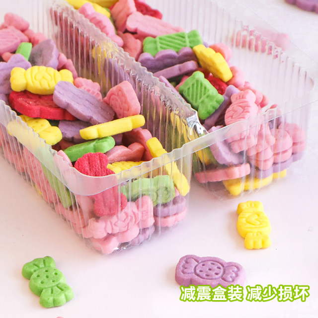 Biscuit cake decoration decorated with colorful candy ornaments