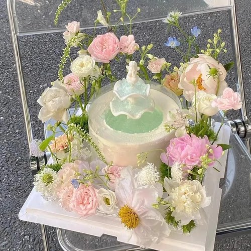 许愿池蛋糕摆件复古罗马柱喷泉天使塑料配件成品生日甜品装饰插件 - 图3