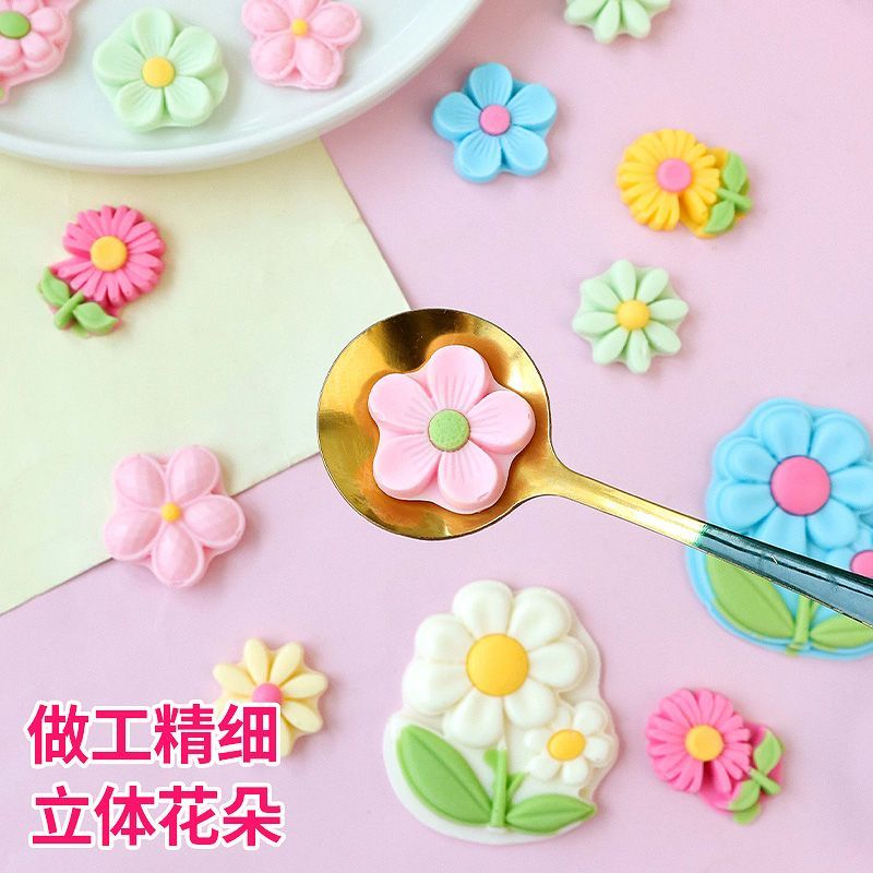 巧克力蛋糕装饰立体樱花桃花摆件彩色翻糖小花冰淇淋烘焙甜品点缀 - 图0