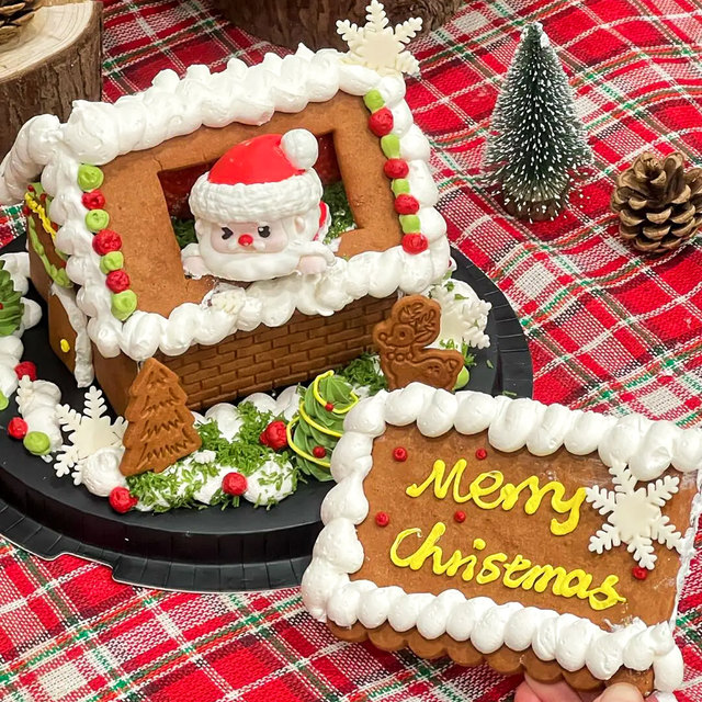 Christmas Gingerbread House Cookie Cake Decoration Finished Set