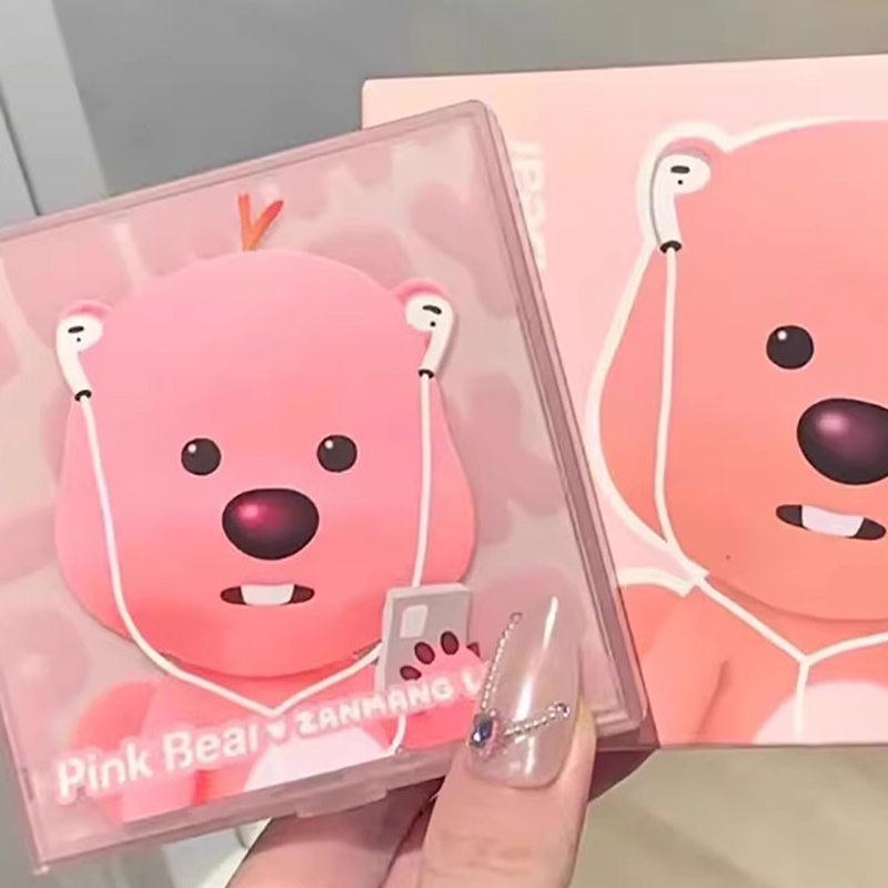 低饱和面部综合盘！pinkbear皮可熊loopy联名腮红修容高光一体盘-图3