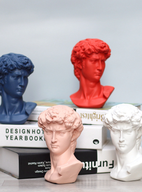 莫兰迪彩色树脂摄影道具大卫雕像