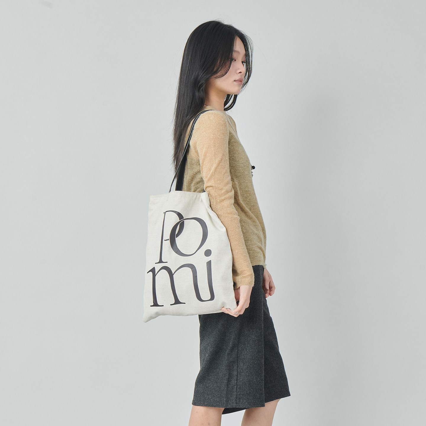 Pomiimo 竖版双面图案AIO大容量百搭旅行通勤字母单肩牛仔帆布包,淘宝优惠券,粉丝福利购,淘宝优惠卷