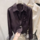 2025 2025 ຮູບແບບໃຫມ່ຂອງເກົາຫຼີ slim lapel pocket ສີແຂງ hem elastic embossed ເສື້ອຍືດແຂນຍາວສໍາລັບແມ່ຍິງໃນດູໃບໄມ້ລົ່ນ