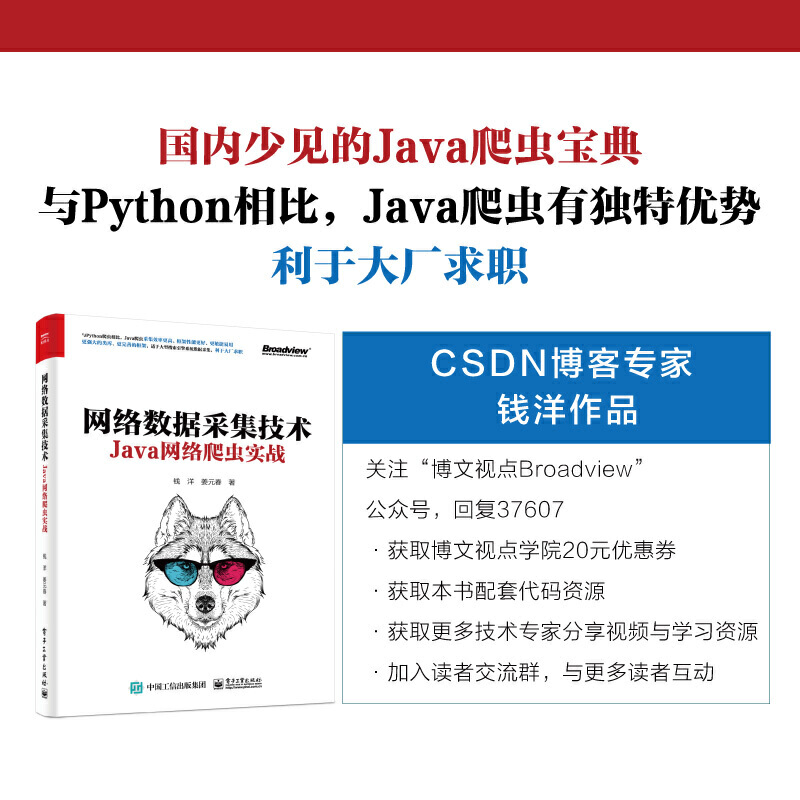 网络数据采集技术 Java网络爬虫实战 钱洋著 数据挖掘爬取技术书籍 java网络爬虫开发实战 爬虫编写计算机编程开发零基础入门书 - 图0