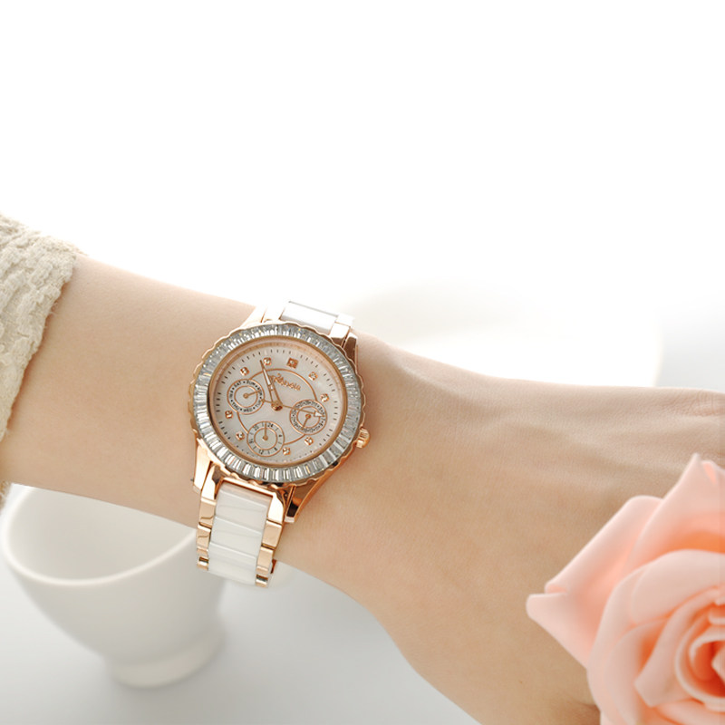 瑞贝拉正品满天星9钻时尚陶瓷表带 rebela国产腕表