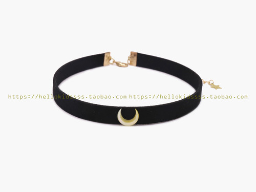 美少女战士贝壳月亮少女系绒皮颈链项圈choker - 图3