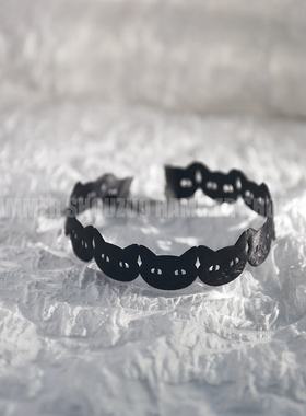 复古镂空猫咪头饰手镯女