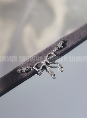 暗黑星星蝴蝶结丝绒小众设计项圈