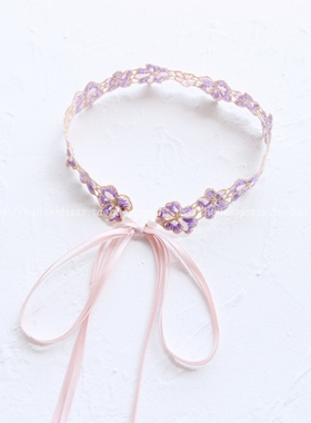 粉紫色蕾丝刺绣日系超仙无扣花朵