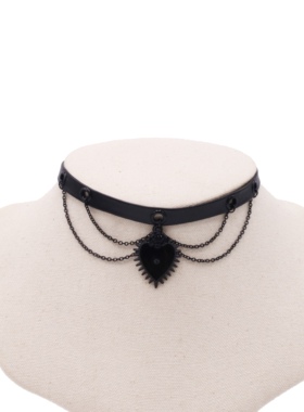 黑色玫瑰爱心金属链条个性choker原创小众甜酷少女暗黑系项圈颈链