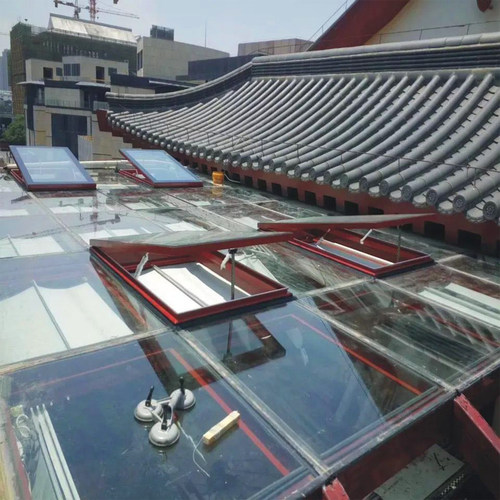 北京别墅钢化玻璃铝合金天窗玻璃阳光房天窗无缝焊接电动遥控窗户 - 图0