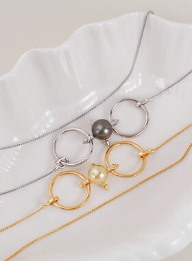 DIY手工制作珍珠项坠吊坠戒指两用银饰 s925纯银挂坠含链半成品